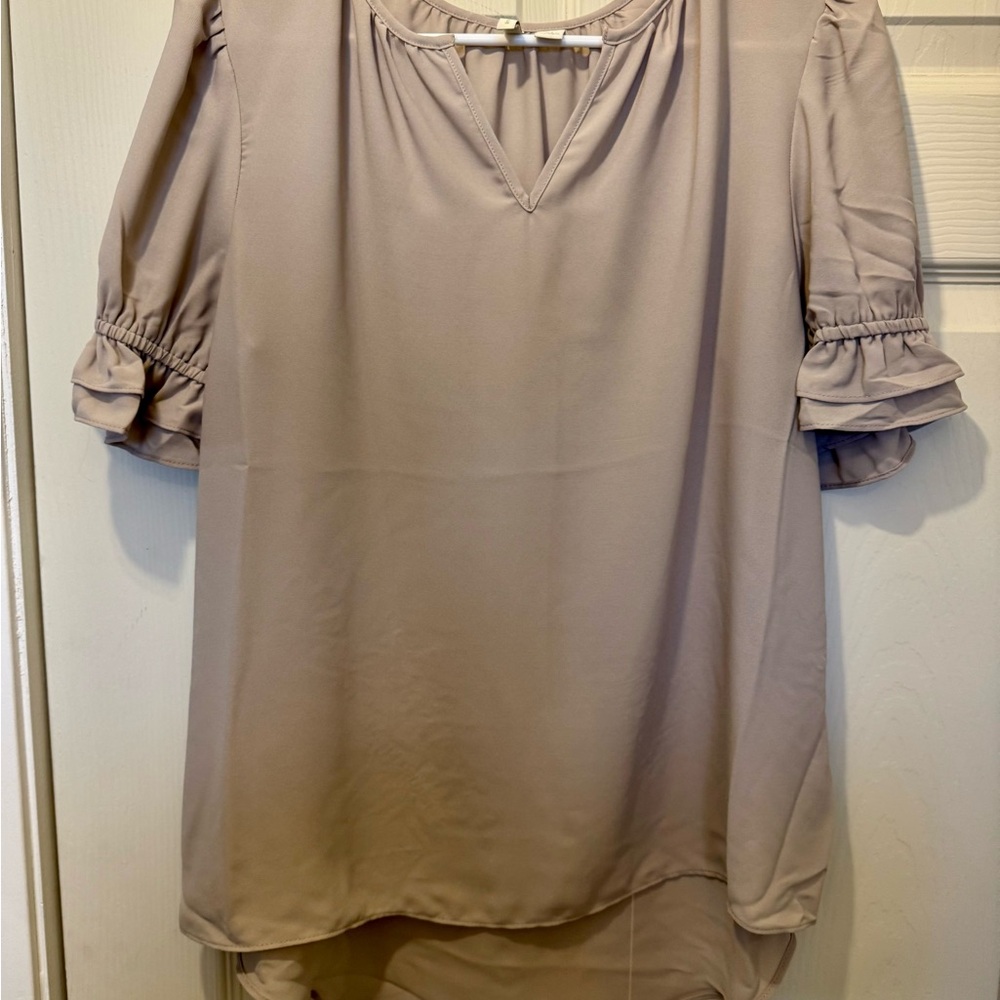 Cato Cream Puff Sleeve Blouse with Ruffled Details
